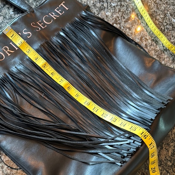 Victoria's Secret Black Fringe Tote with Cascading Tassels - Picture 10 of 12